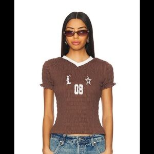 Lioness Smocked Coffee Brown Top – Size Large (New with Tags)